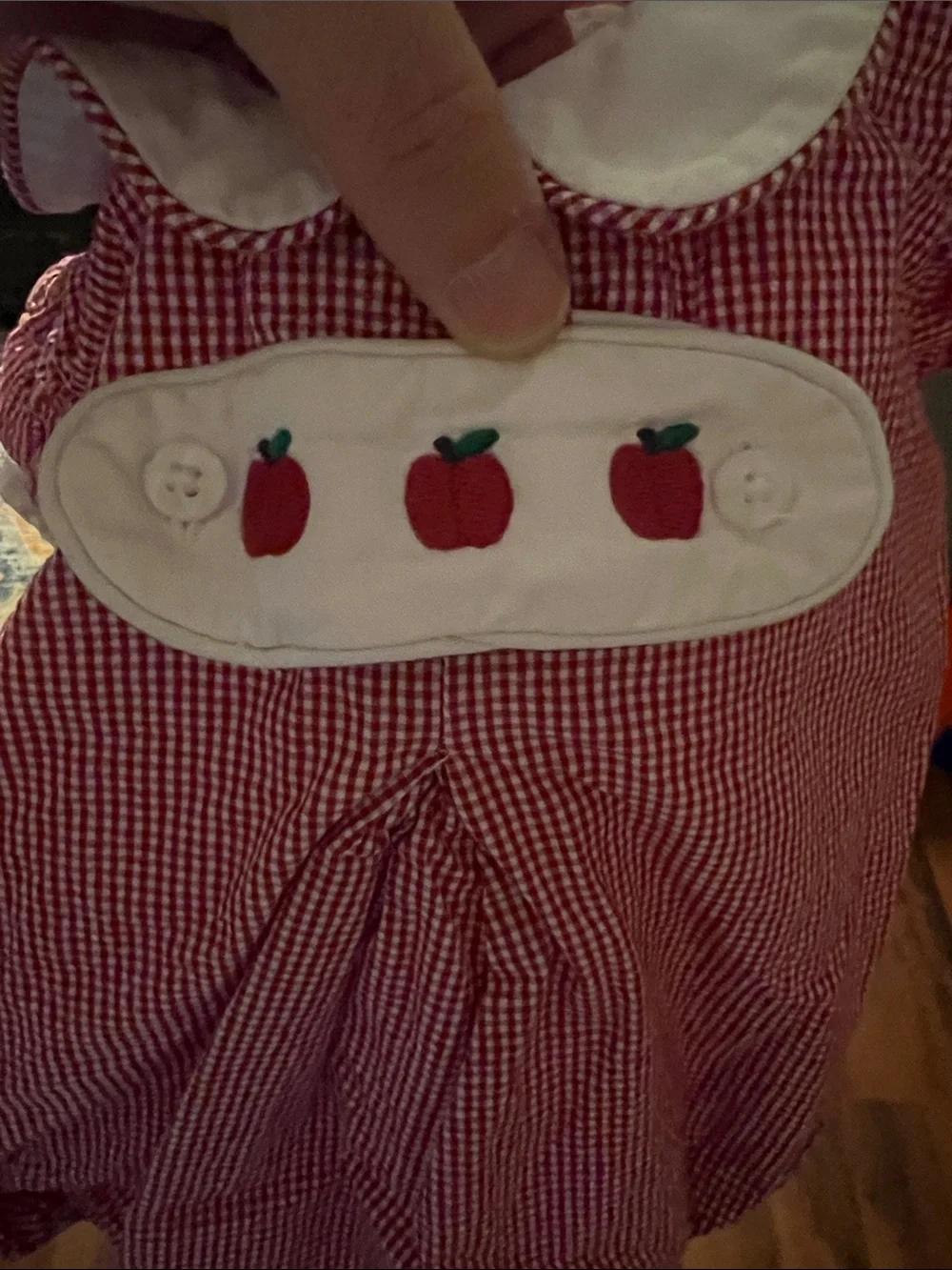 Edgehill Collection Red and White Check Baby Bubble Romper Size 6 Months